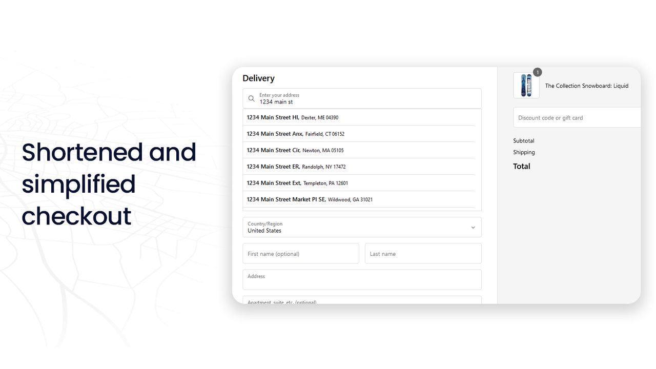 Shortened and simplified checkout