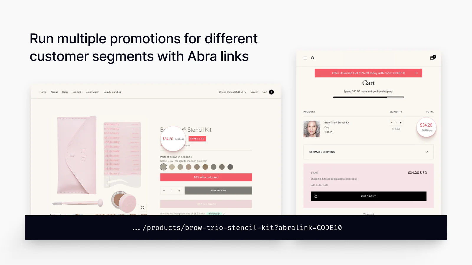 Execute promoções direcionadas para segmentos de clientes com links Abra