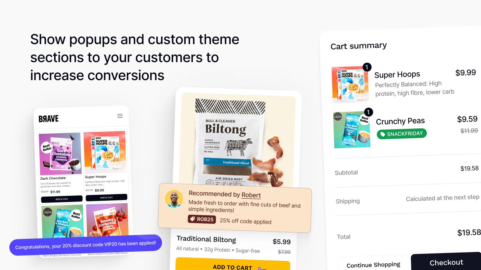 Boostez les conversions avec des popups et des sections de thème personnalisées