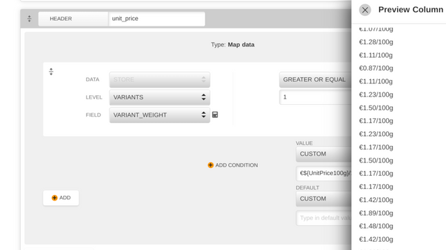 Simple intuitive column builder