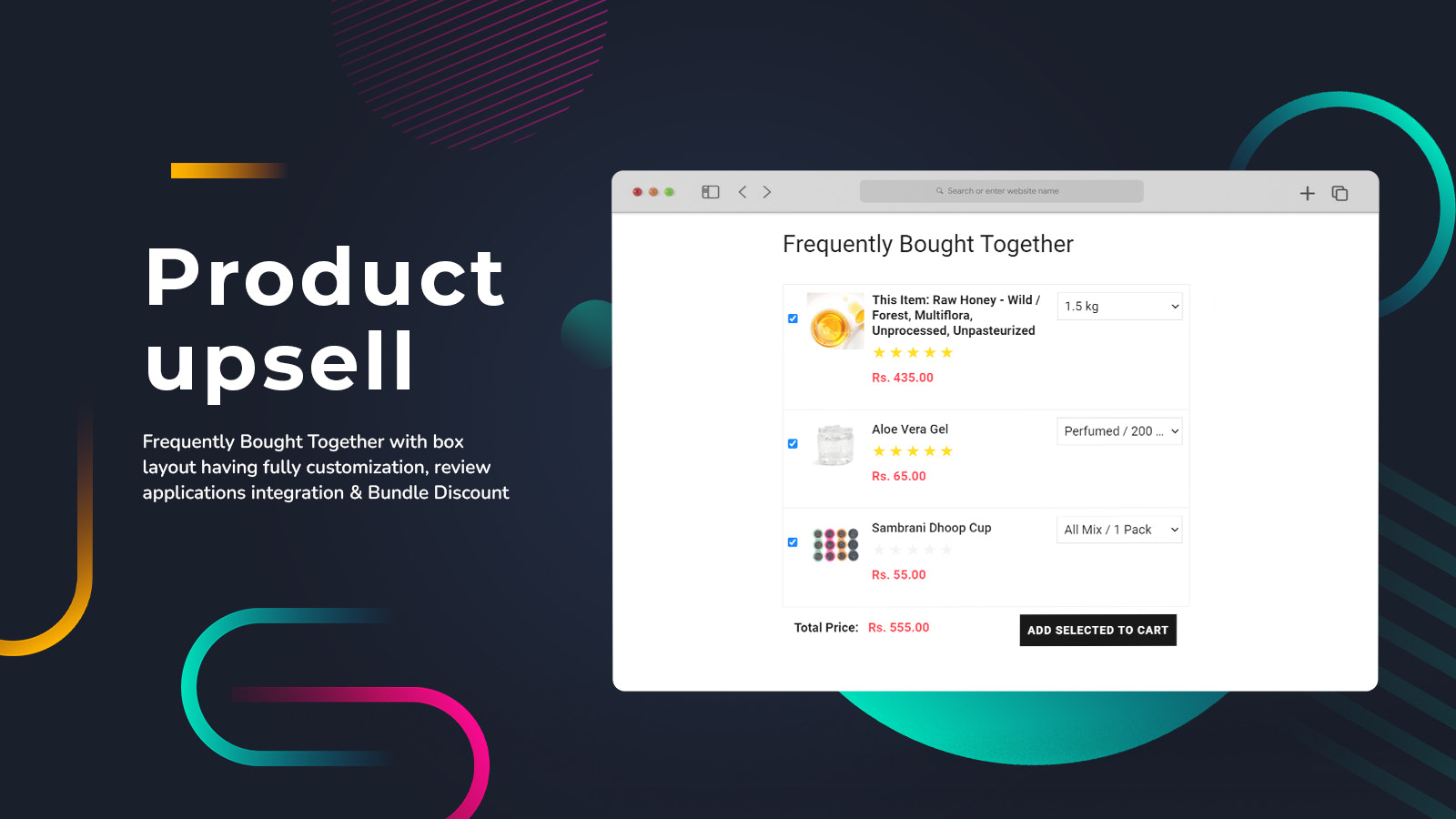 Vista de caja de productos frecuentemente comprados juntos (Upsell)