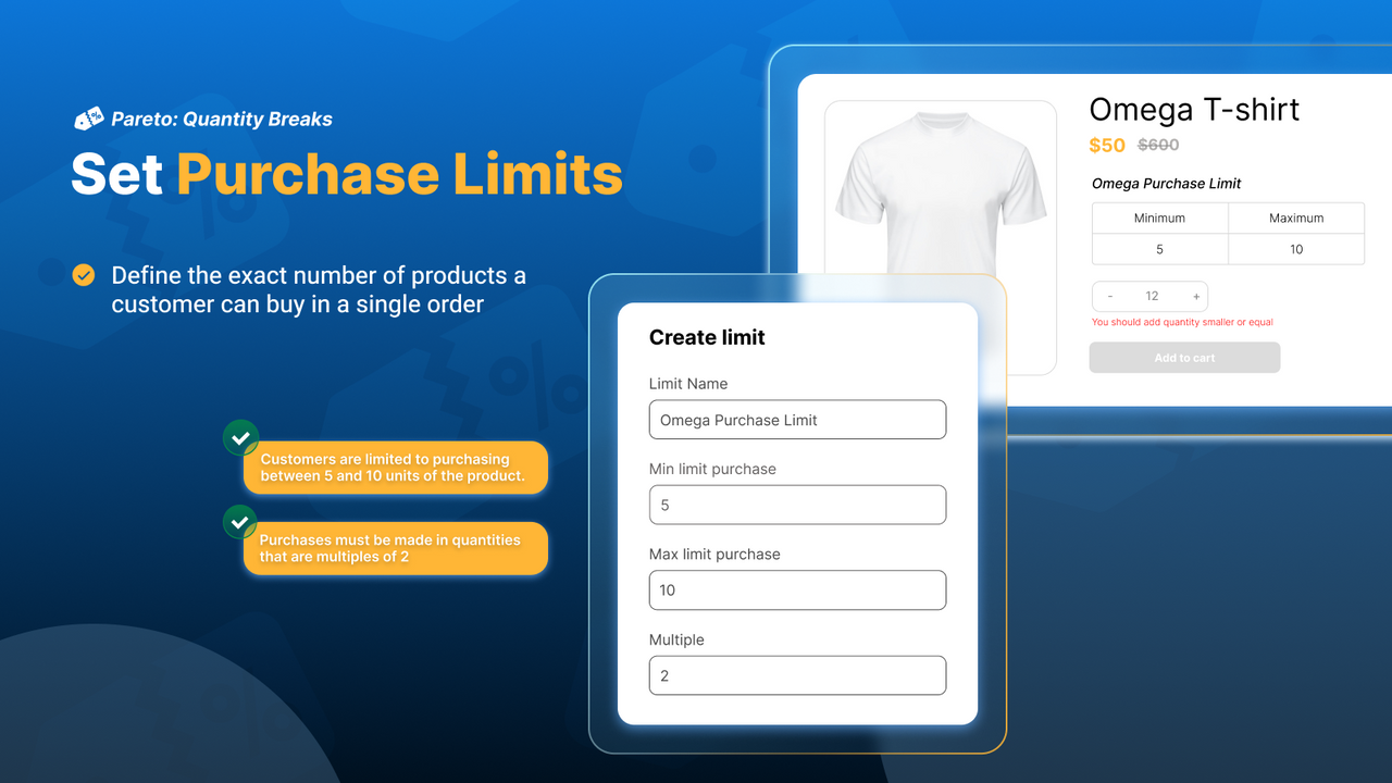 Set up & customize limit purchase for product, collection