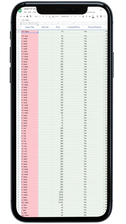 Sheet auf dem Handy