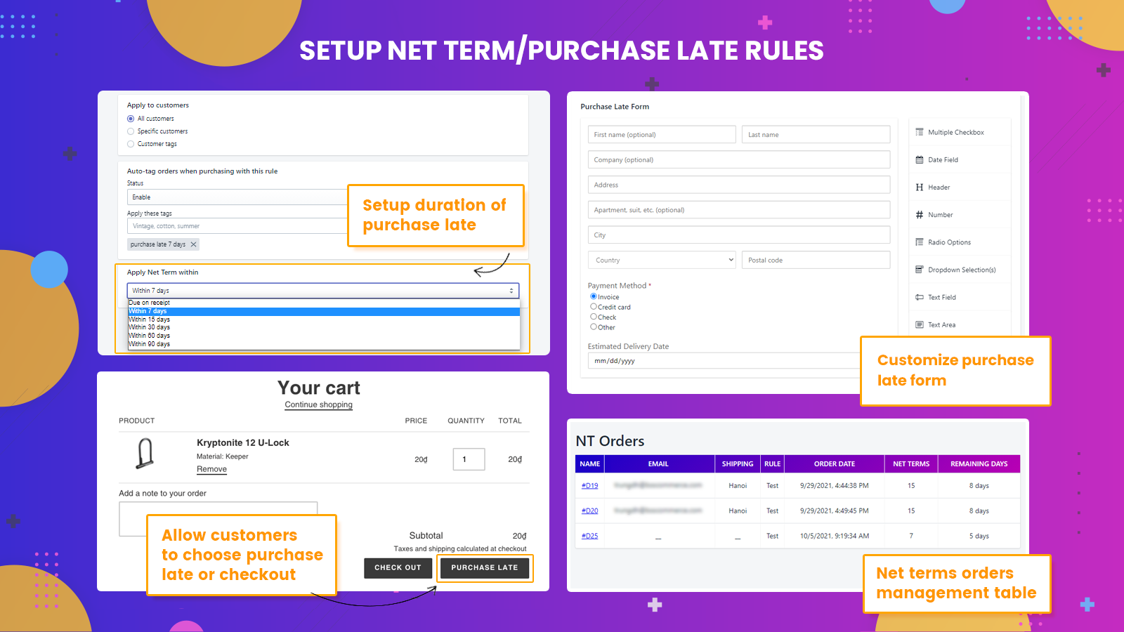 B2B Portal/ Net Terms - Request for quote, B2B Quick/Bulk Order, Bundle Kit, Net Terms'