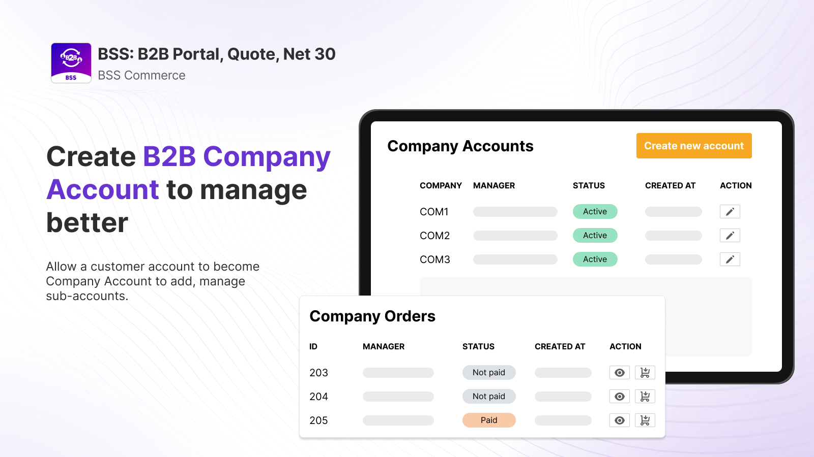 Company Accounts - Manage & Enable Sharing Carts Among Sub-Users