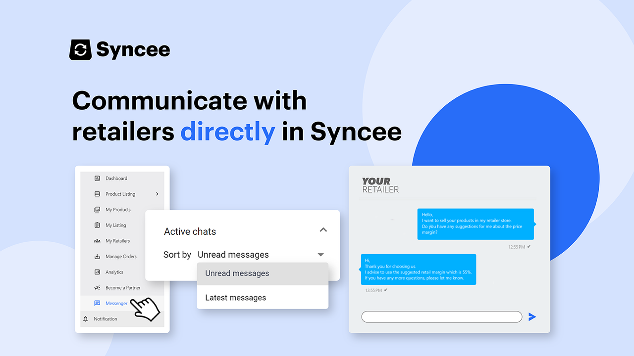 Communiceer direct met retailers in Syncee