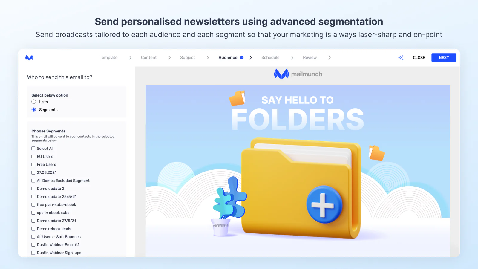 Newsletters avec segmentation avancée