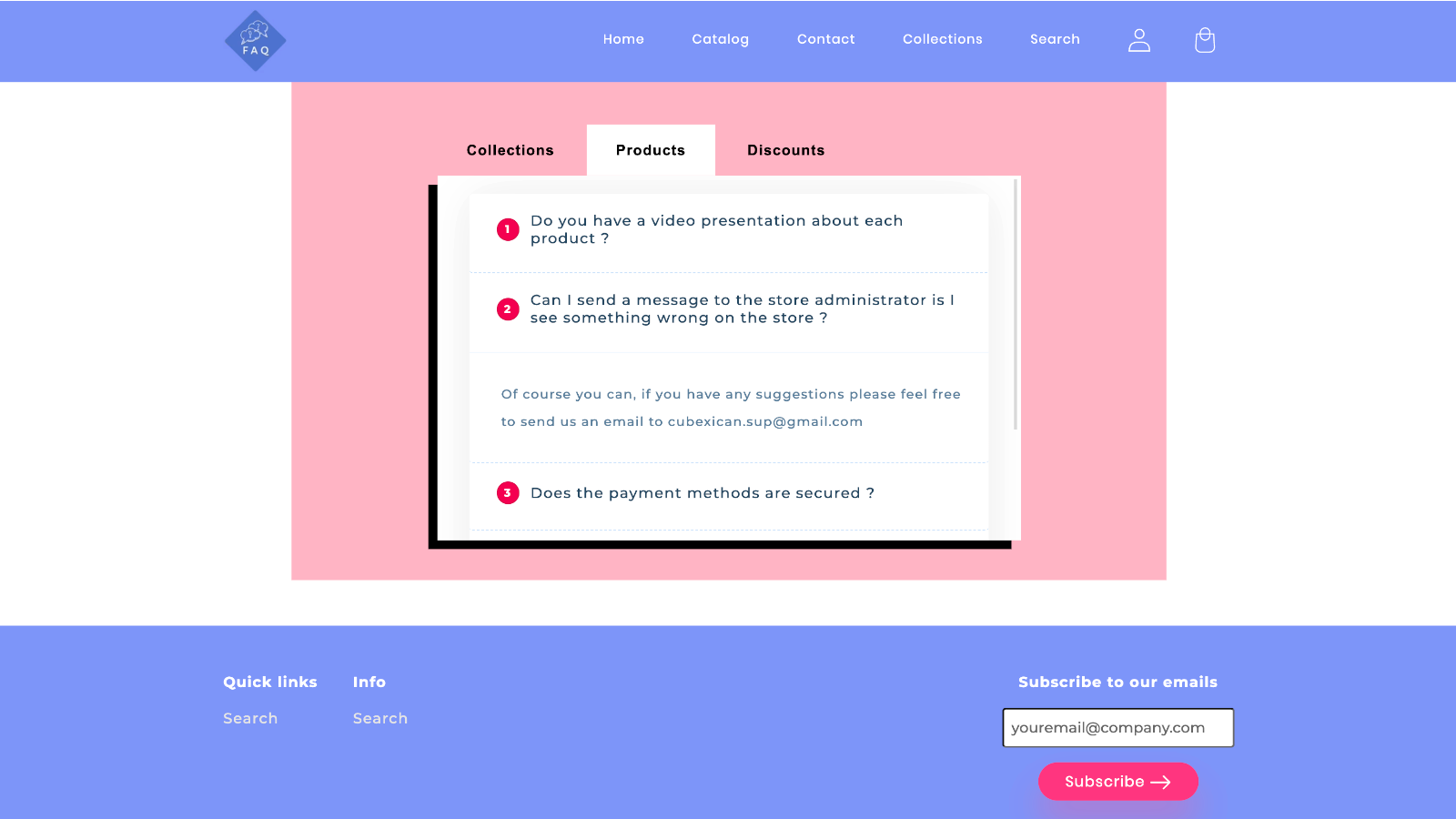 FAQ Tab Design Basic Theme Beispiel