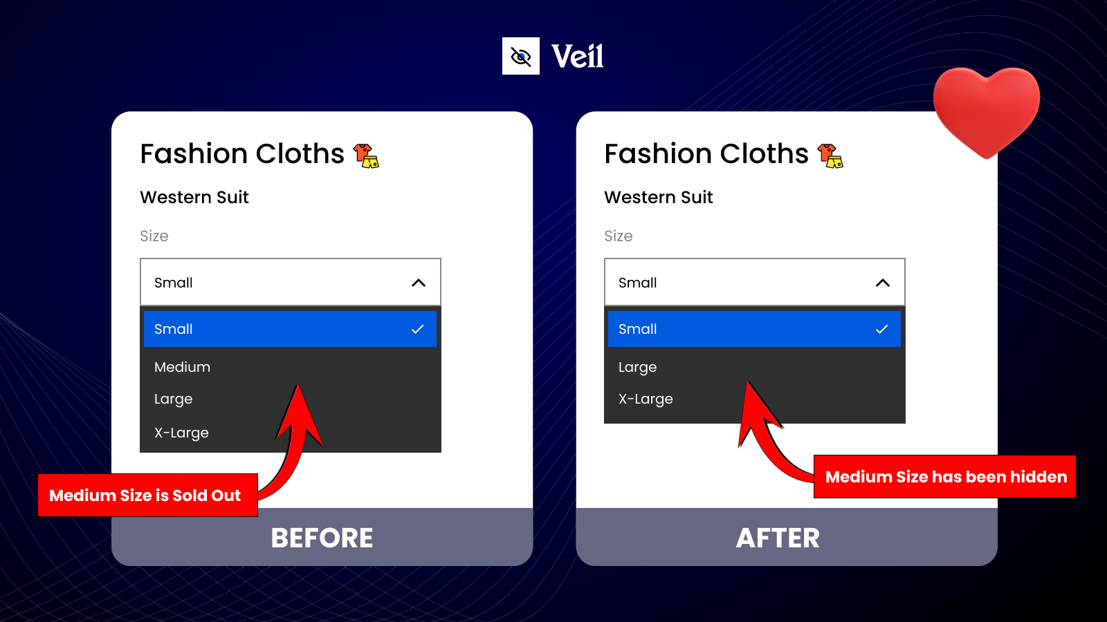 Hide product variant options