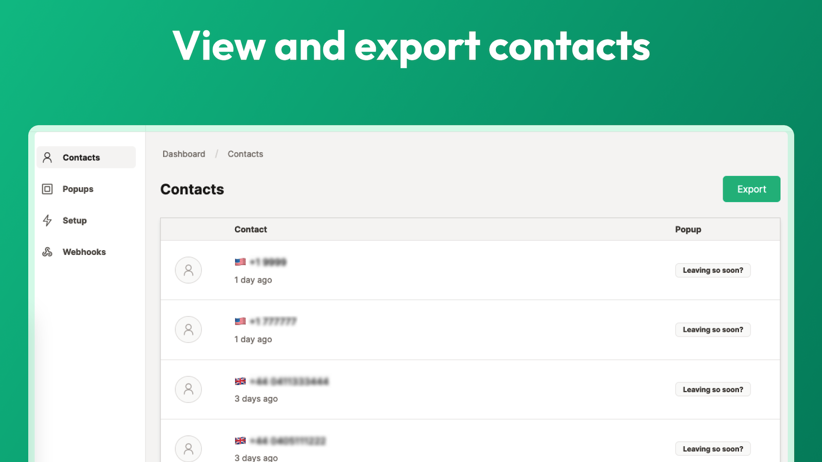 View and export contacts