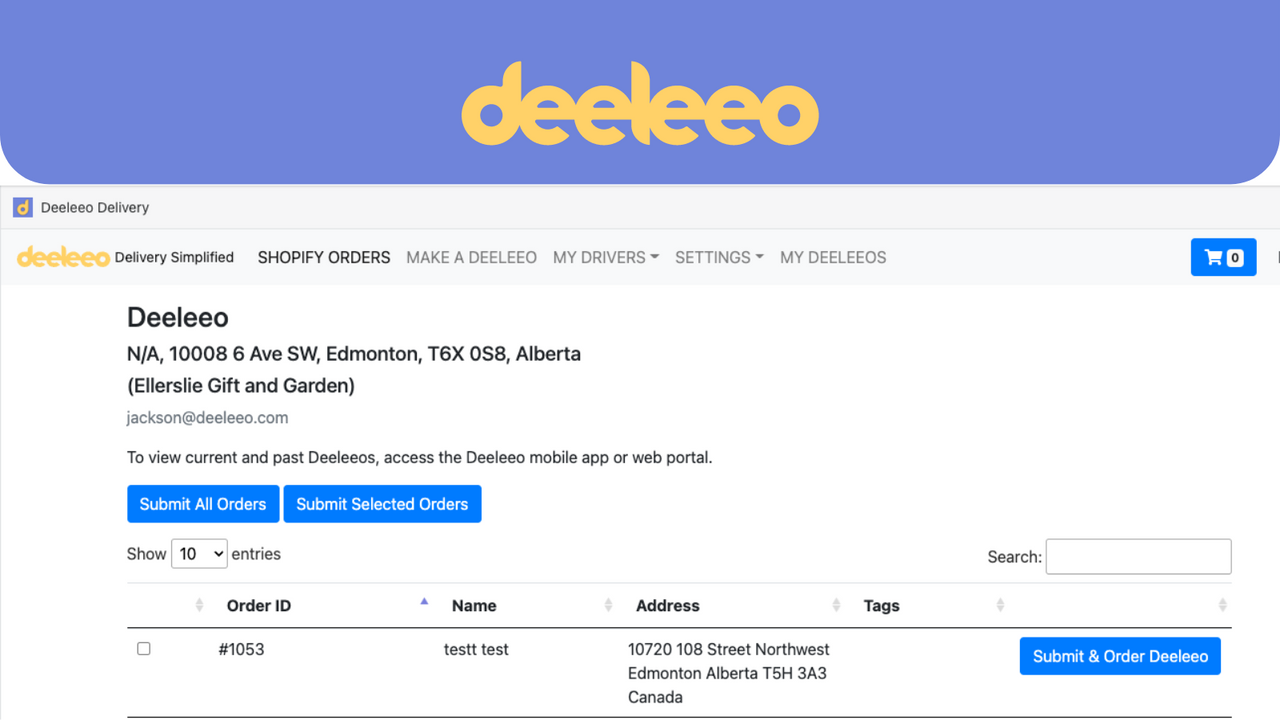 Deeleeo. Local delivery. Screenshot