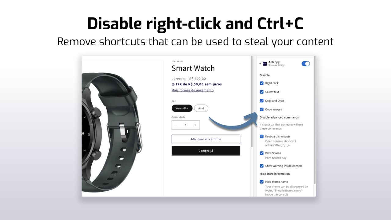 Disable right-click and shortcuts
