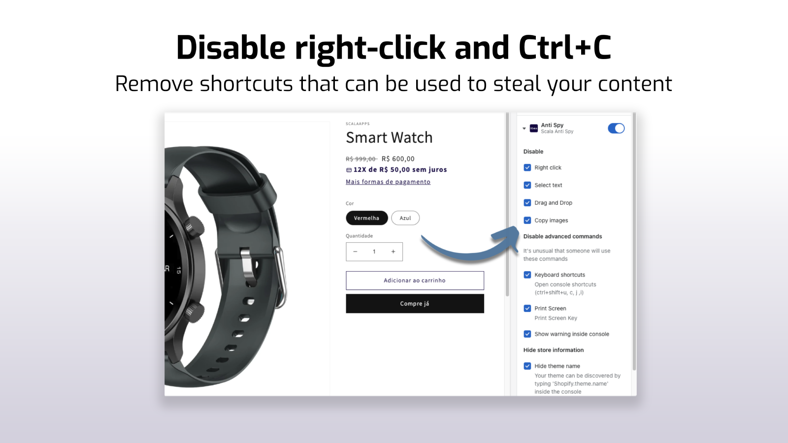 Disable right-click and shortcuts