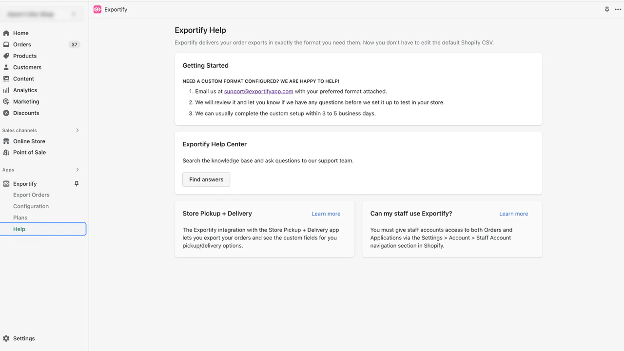 Exportify knowledge base and support is available any time