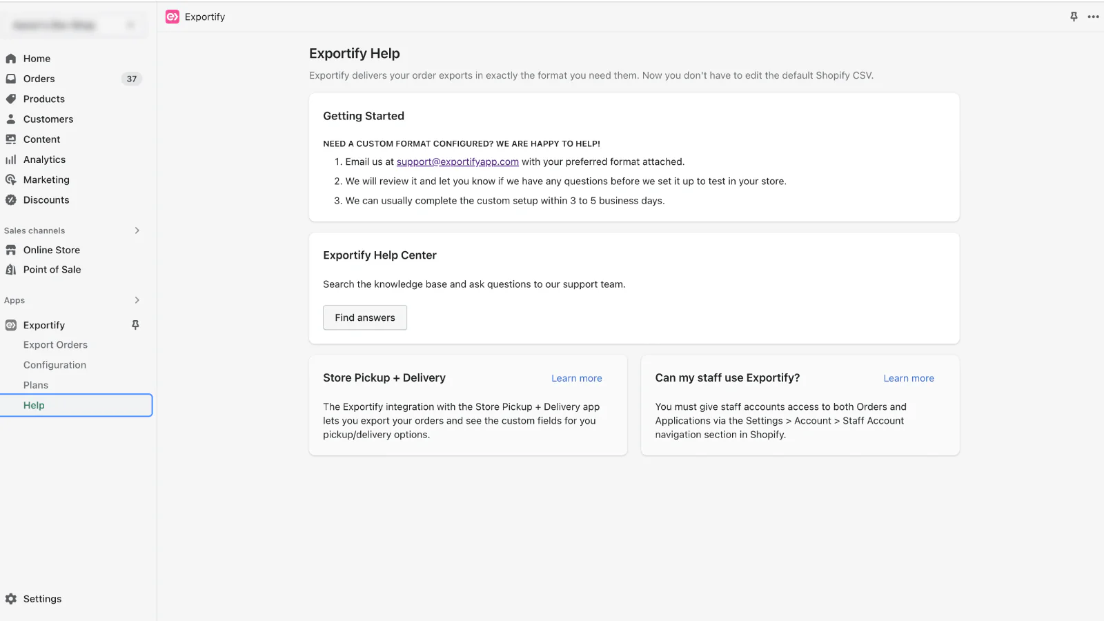 Base de conhecimento do Exportify e suporte disponível a qualquer momento