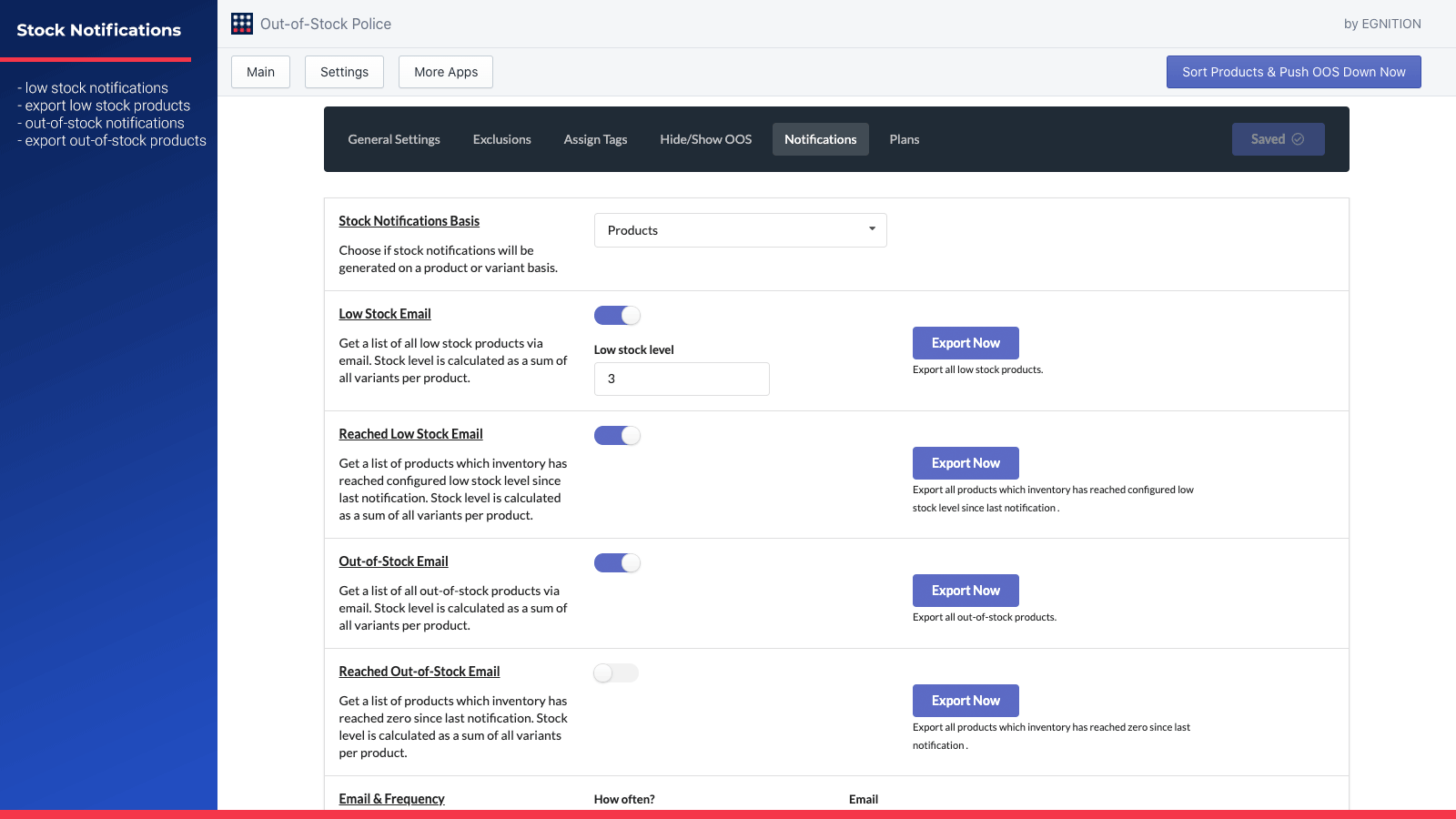 Meldingen van lage voorraad & meldingen en notificaties van uitverkochte producten