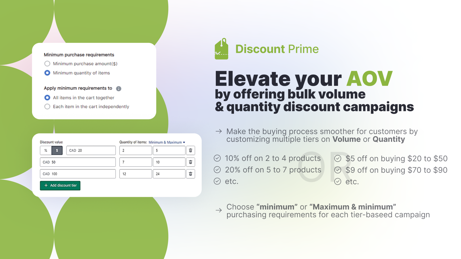 volume & quantity discount campaigns with max & min requirements