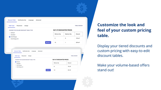 Customize the look and feel of your custom pricing table 