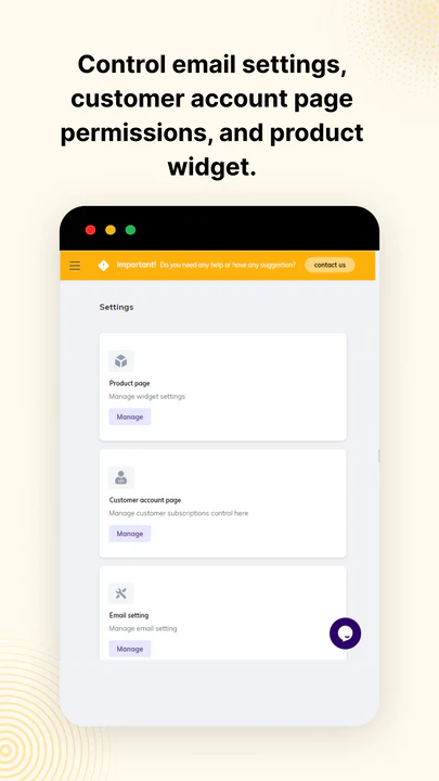 Control de correos electrónicos, portal del cliente y configuraciones del widget