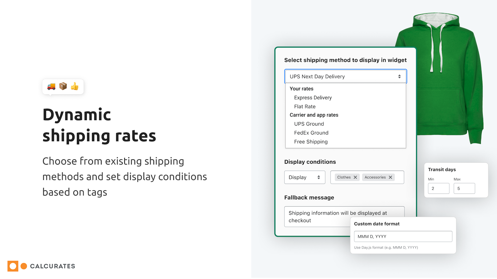 Dynamic shipping rates on product pages