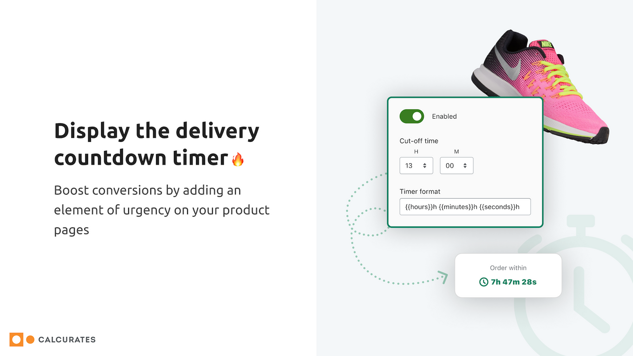 Delivery countdown timer on product pages