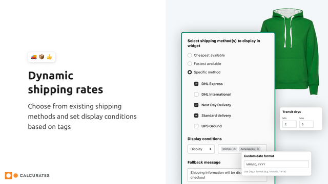 Taux d'expédition dynamiques sur les pages produits