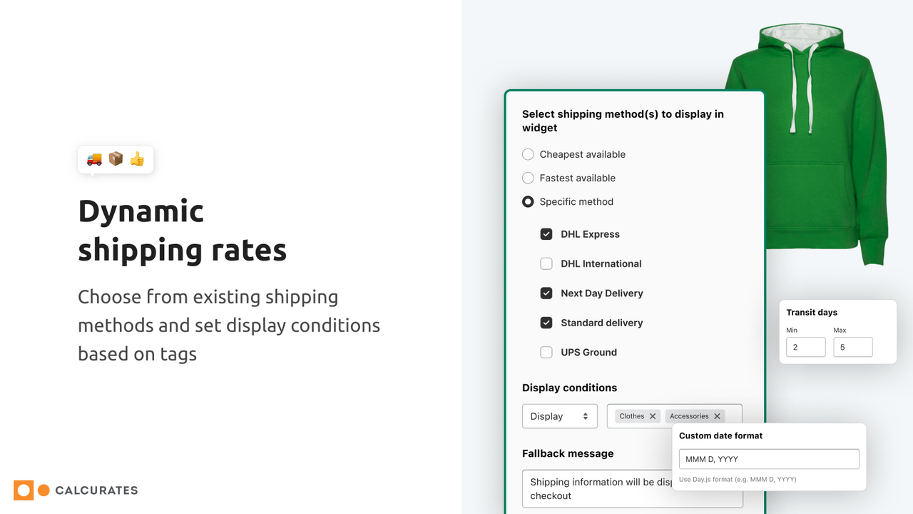 Dynamic shipping rates on product pages