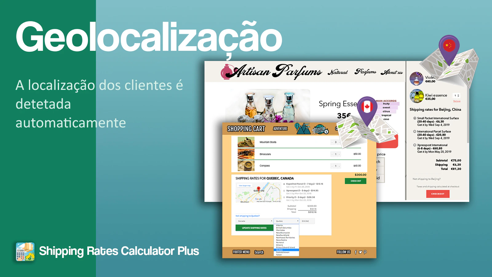 Deteção automática de geolocalização do cliente.