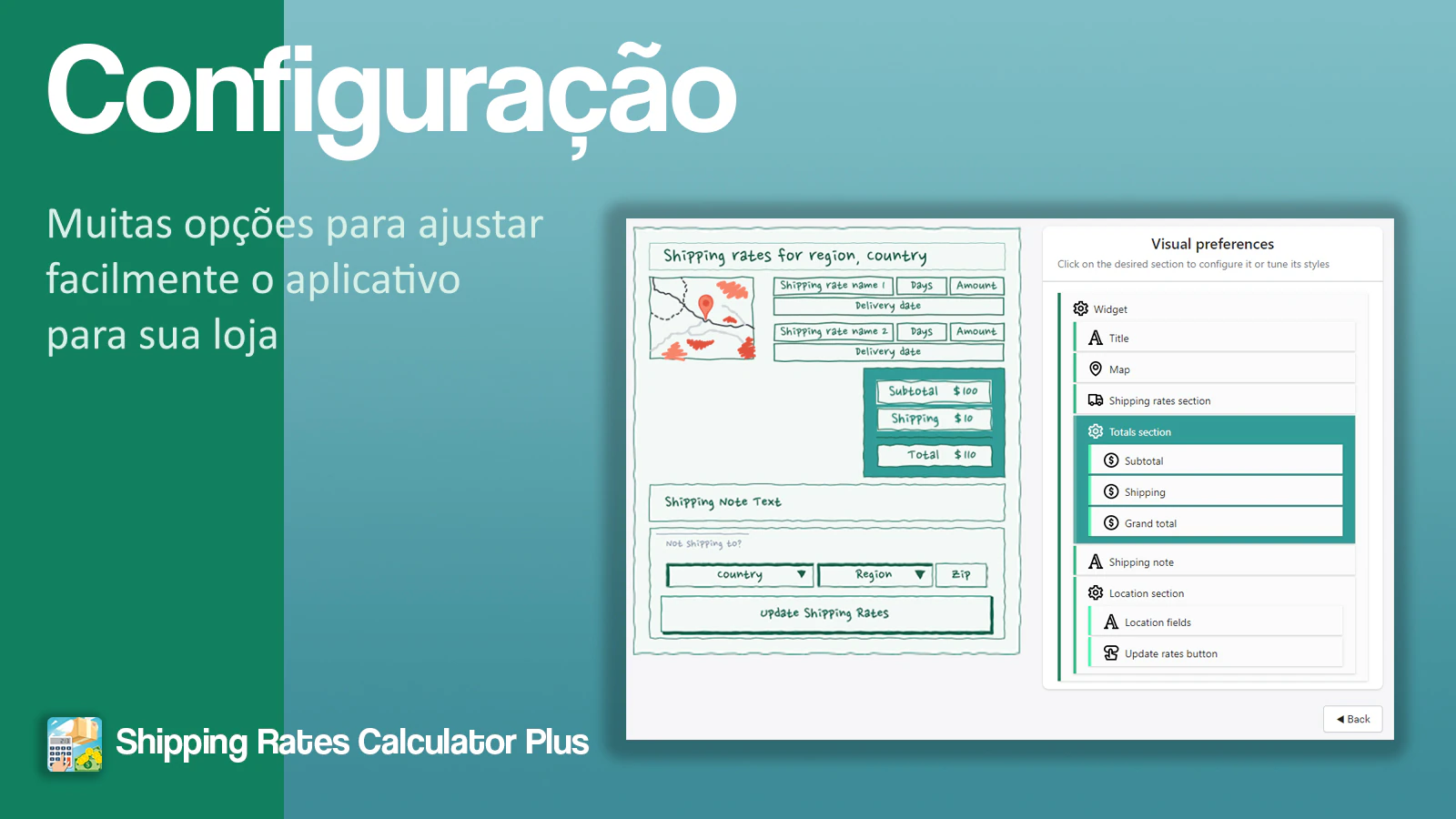 Configure a aparência com todas as opções disponíveis.