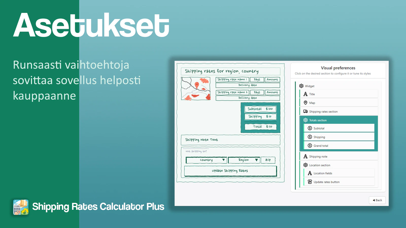 Helposti mukautettava ulkoasu kaikilla vaihtoehdoilla.