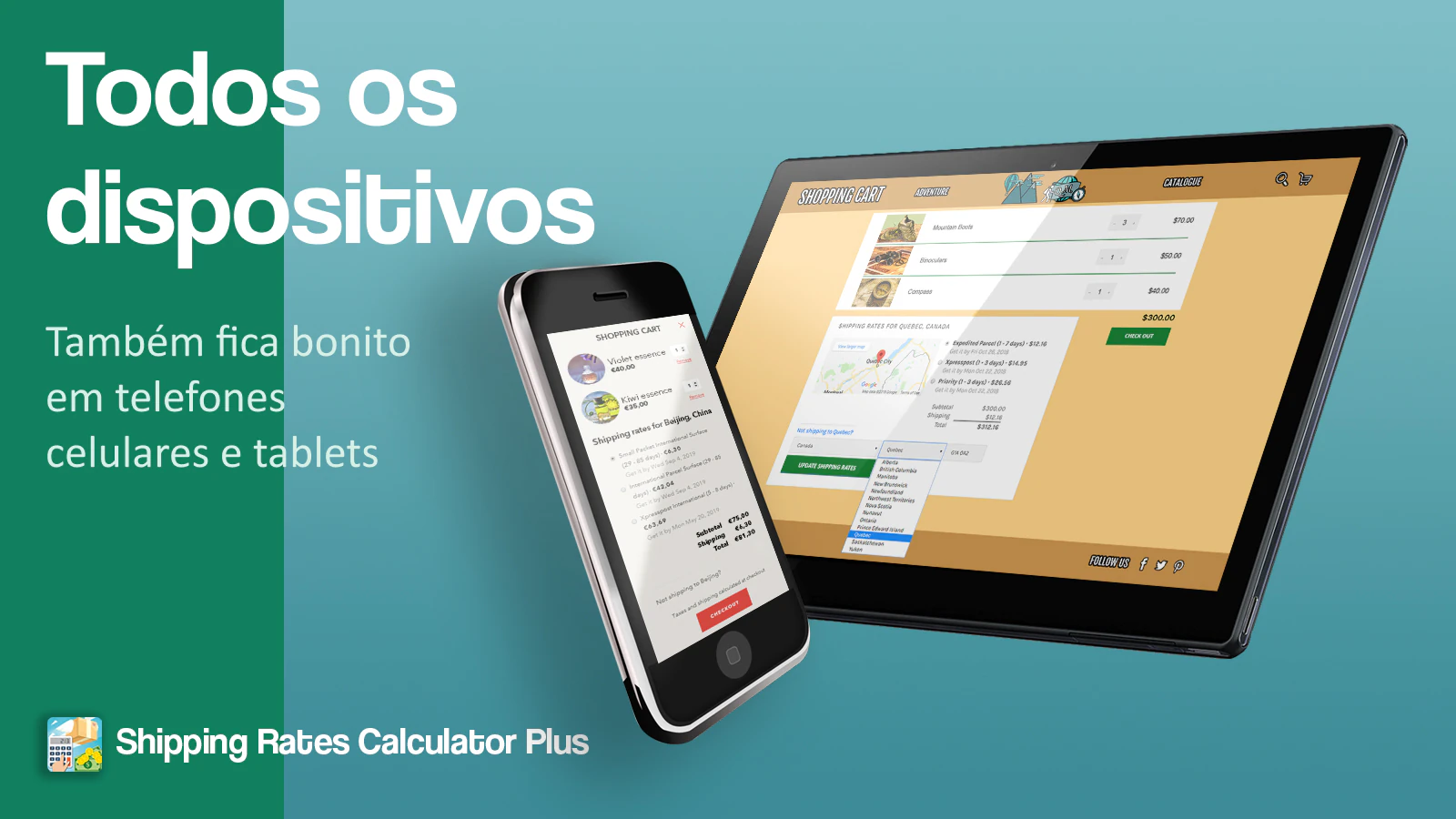 Adaptável a dispositivos móveis e tablets.