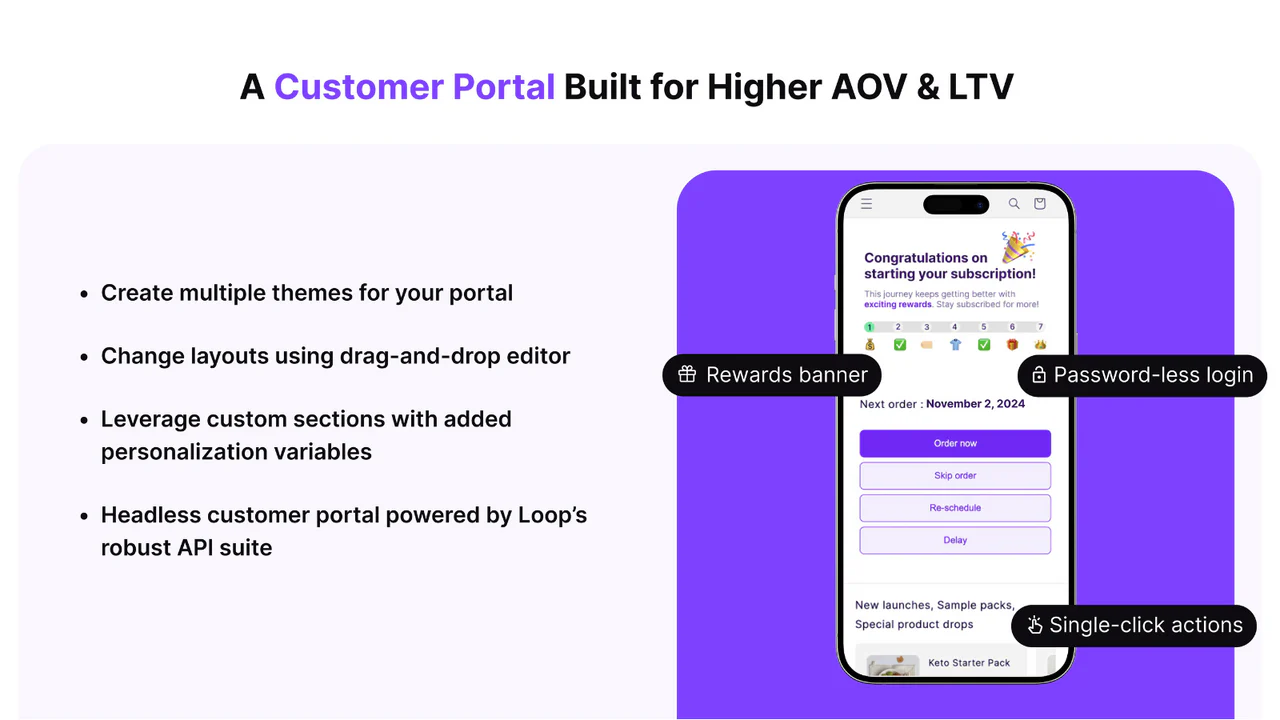 No-code, 100% customizable customer portal for your brand