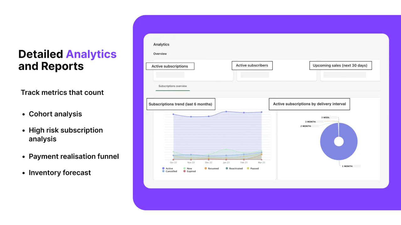 Track subscription KPIs/metrics using analytics and reports