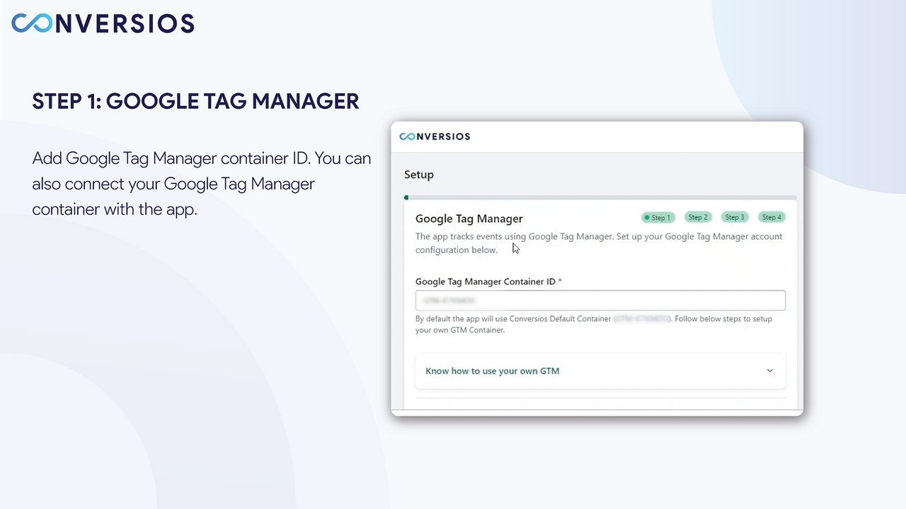 Conversios Meta Conversion API Google tag manger app settings.