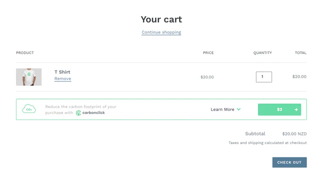 Climate Friendly Cart offers carbon offsets with one click