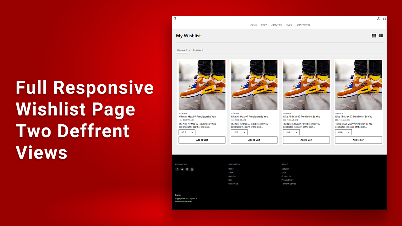 Responsive wishlist page  - Squadkin Muliti Category Wishlist