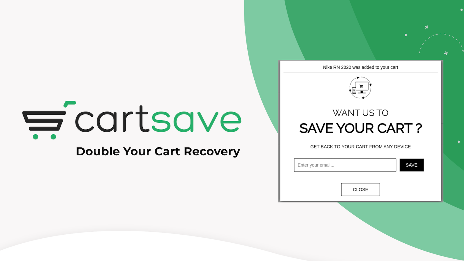 Bannière de l'application Shopify CartSave