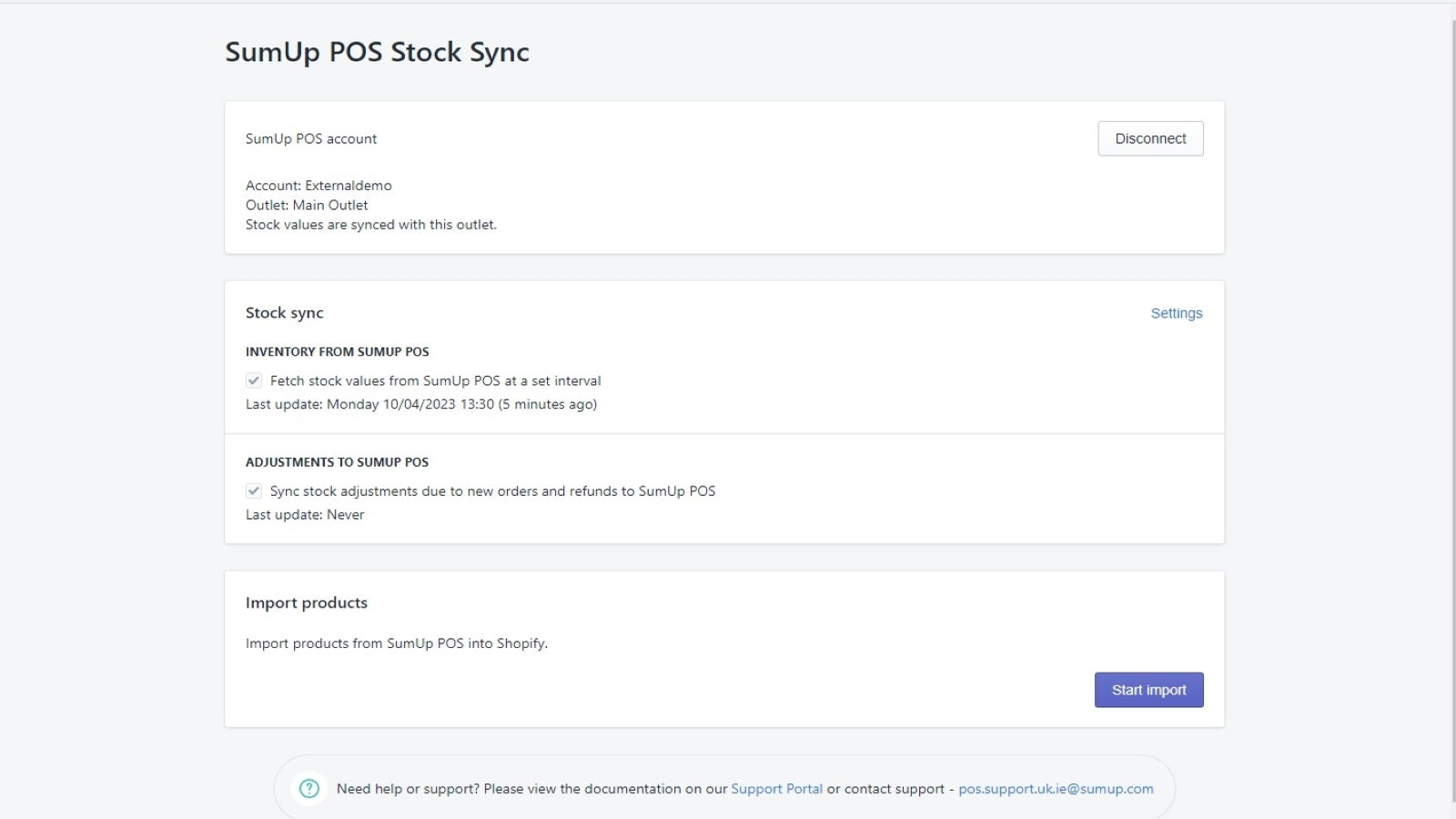 SumUp Stock Sync Screenshot