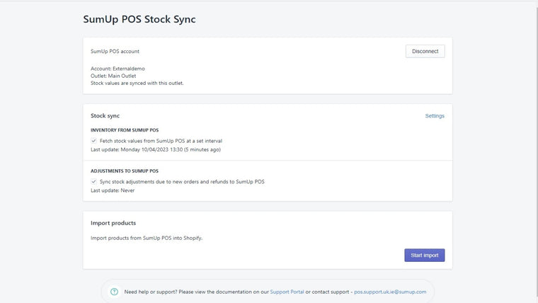 SumUp Stock Sync Screenshot