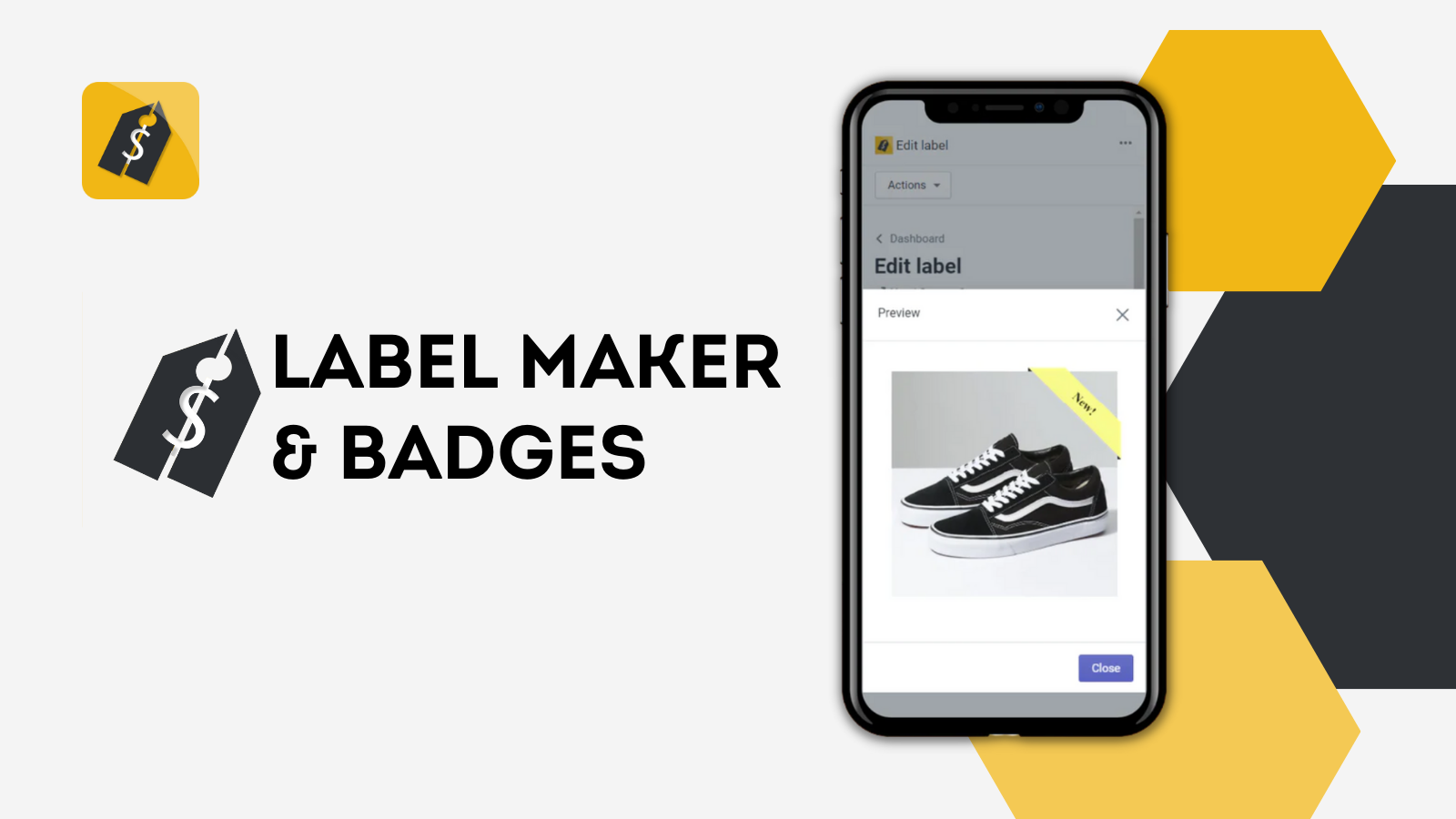 product labels and badges