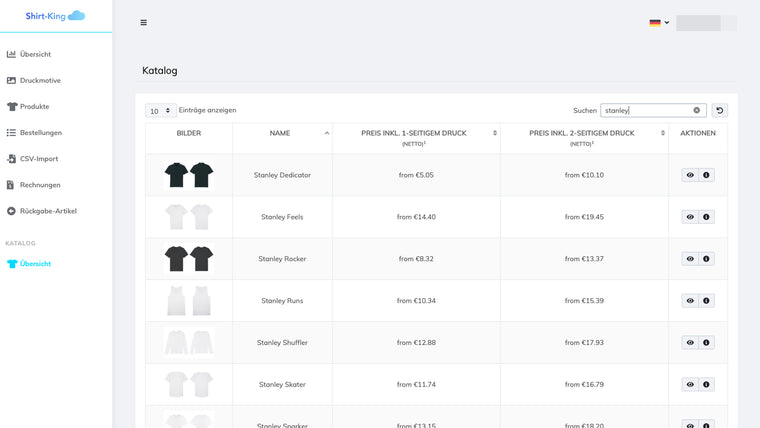 Shirt‑King: Print on Demand EU Screenshot