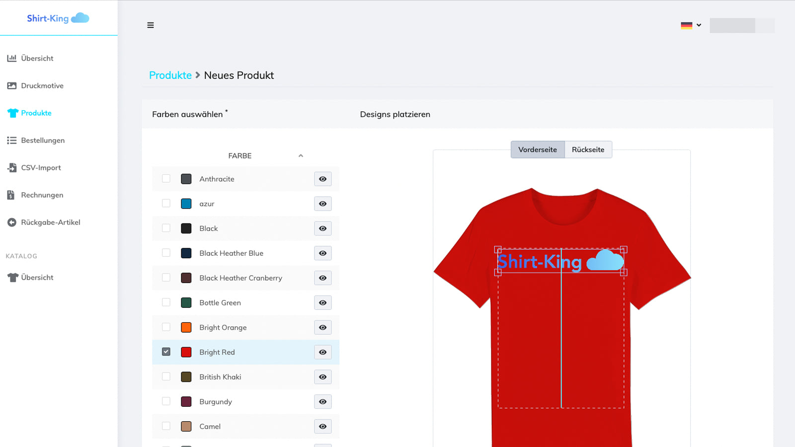 Shirt‑King: Print on Demand EU Screenshot