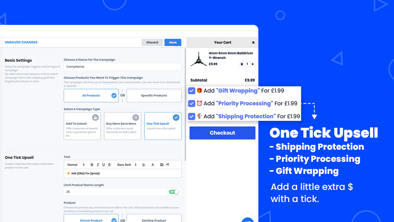 One Tick Upsell | Shopify app