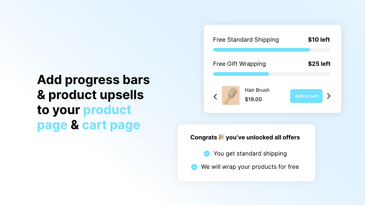 free shipping bar - progress bar - product upsell