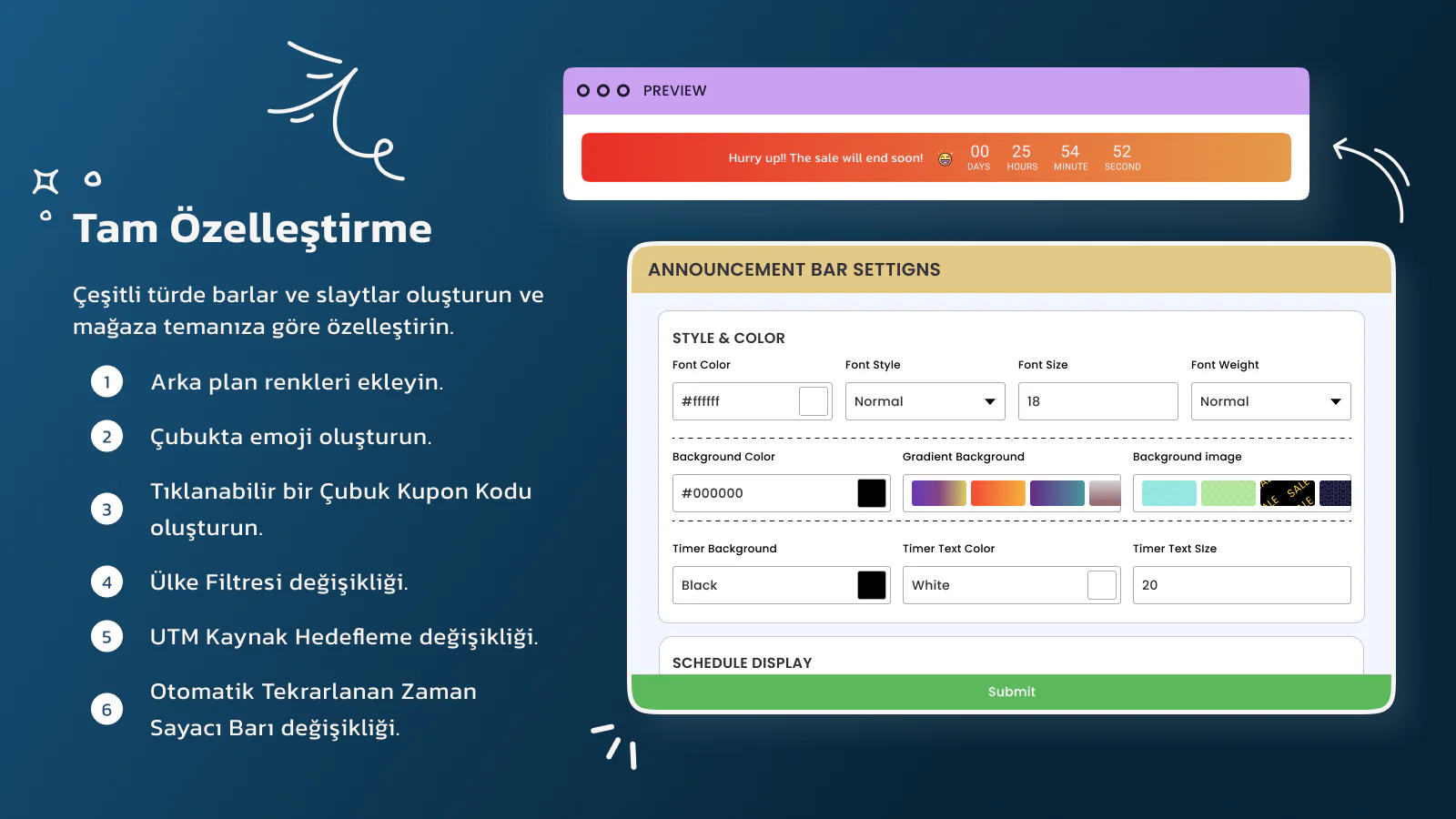 Fully customize your bars according to your store theme 