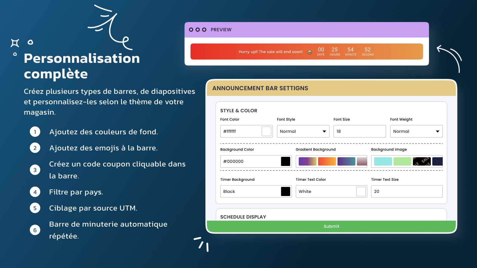 Fully customize your bars according to your store theme 