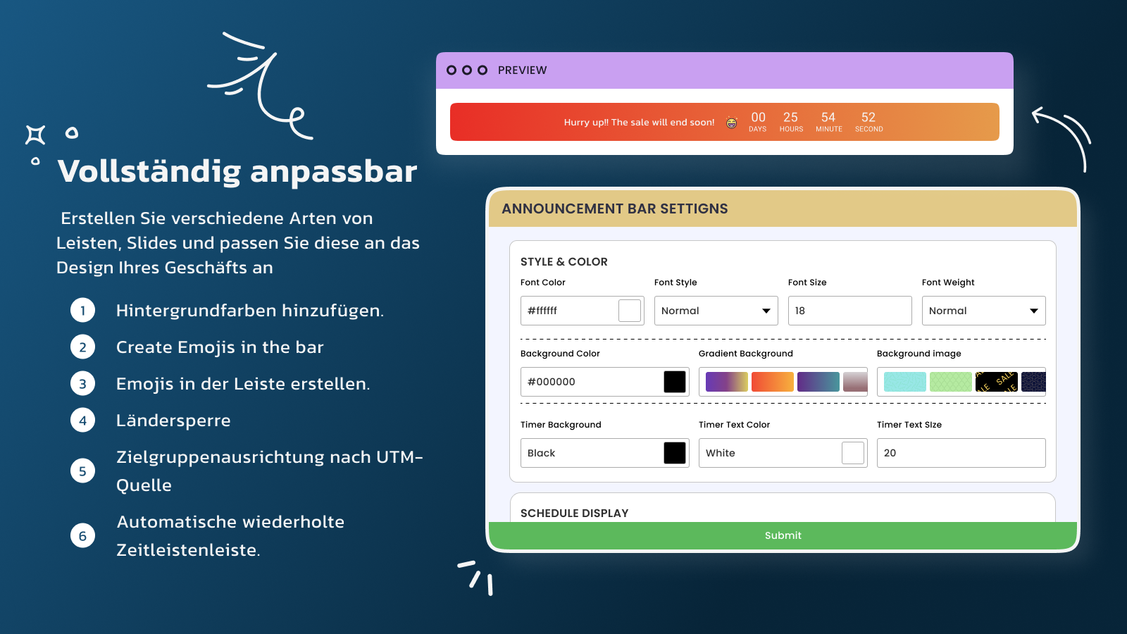 Fully customize your bars according to your store theme 