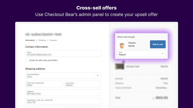 shopify utcheckningssida redigerare, cross selling, utcheckning upsell