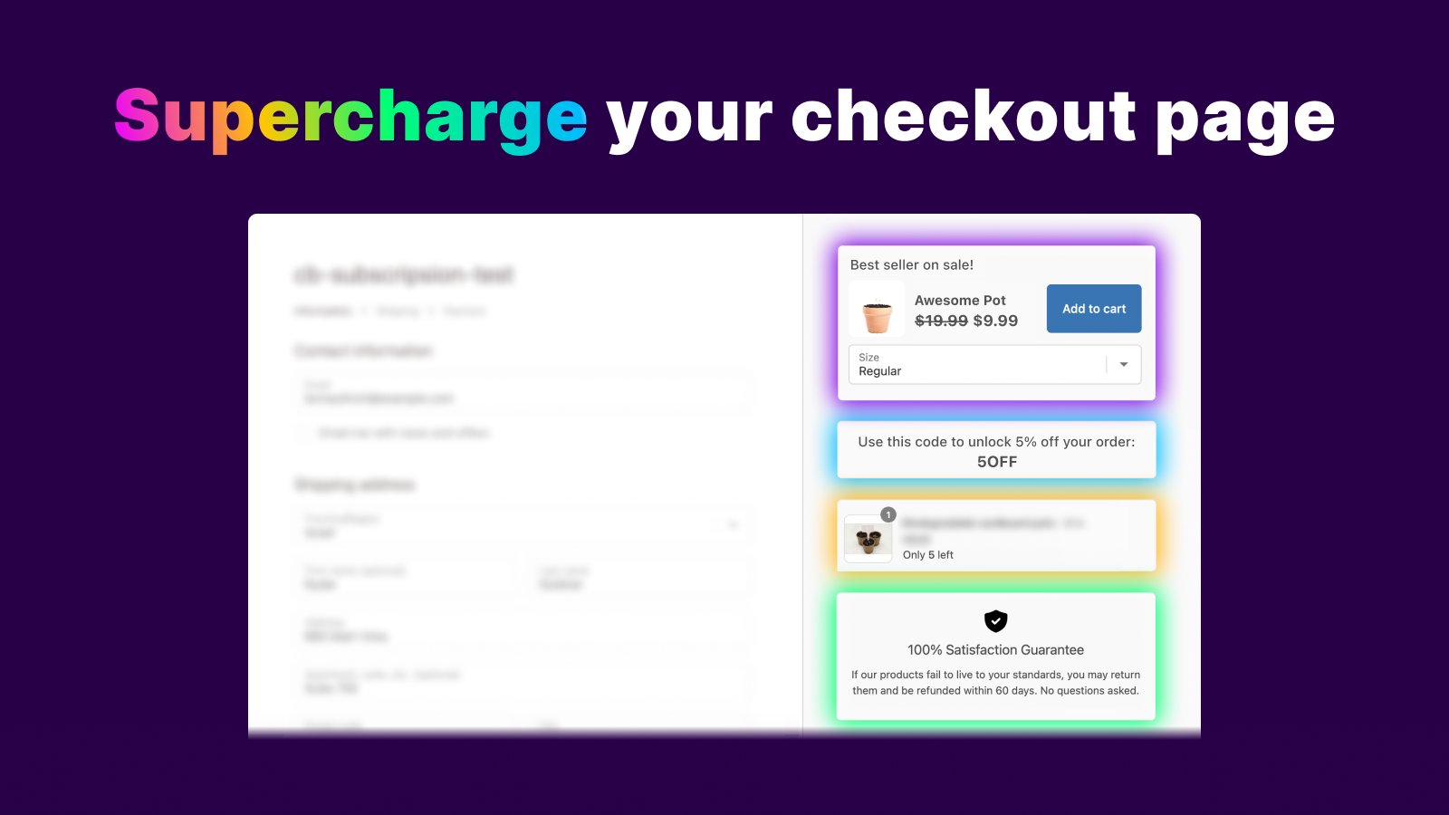 upsell, cross-sell, trust badges, checkout page
