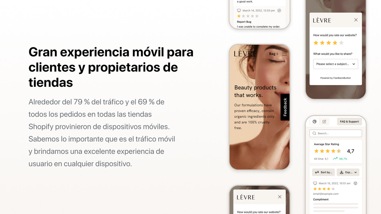 Gran experiencia móvil para clientes y propietarios de tiendas